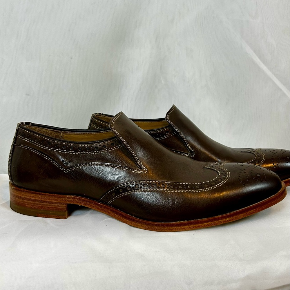 Men’s J&M 1850 Brown Leather Wingtip Loafers Shoes / Sz 9.5